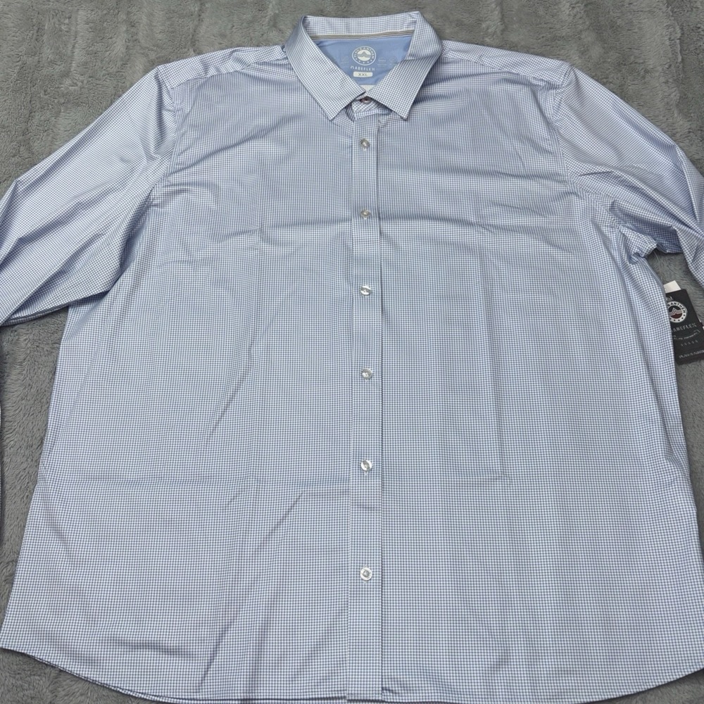 Flag & Anthem MadeFlex Journey‎ Performance Shirt in a blue check pattern.